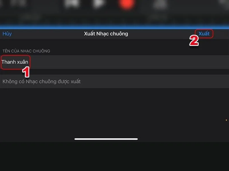 Đặt tên cho đoạn nhạc chuông vừa tạo và xuất