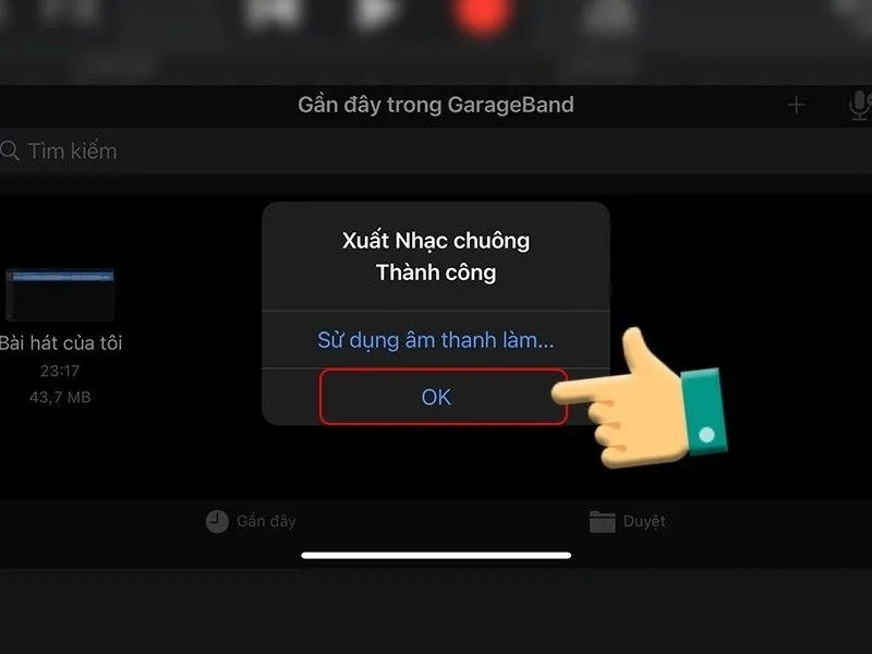 Nhấn OK để Cài nhạc chuông cho iPhone bằng Zing MP3