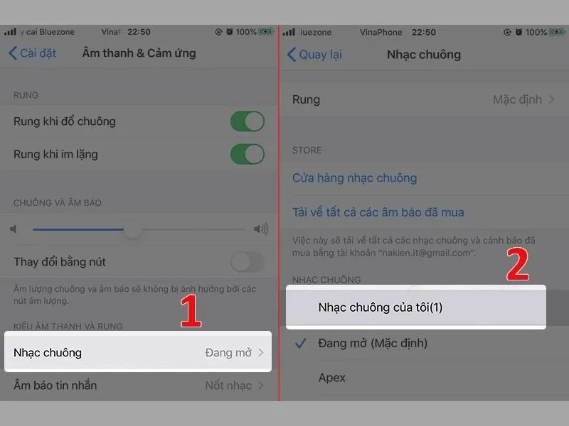 Cài đặt thành công đoạn nhạc vừa tạo làm nhạc chuông trên iPhone