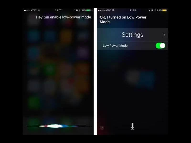 Cách bật chế độ nguồn điện thấp bằng Siri