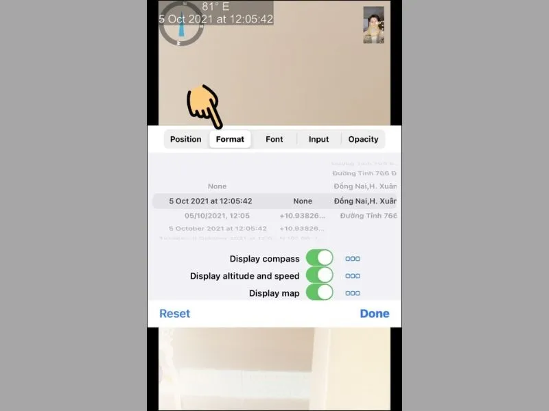 Cách chỉnh sửa thời gian trên timestamp camera trên iPhone về định dạng hiển thị