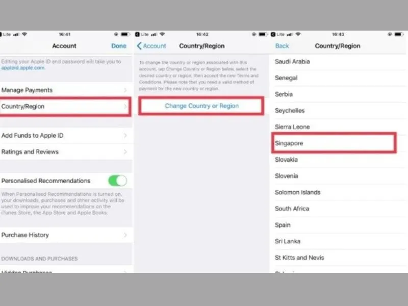 Chuyển vùng trên iPhone từ Việt Nam hoặc Hoa Kỳ sang Singapore