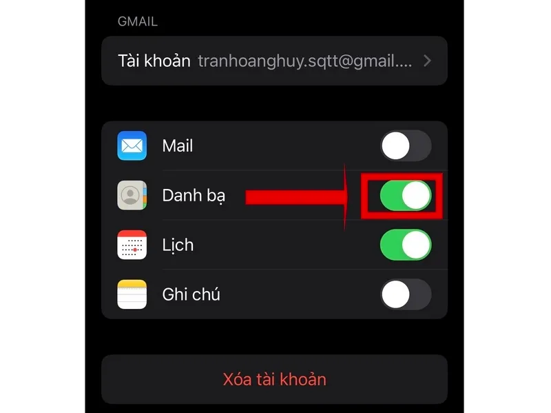 Bắt đầu quá trình đồng bộ danh bạ từ Gmail sang iPhone
