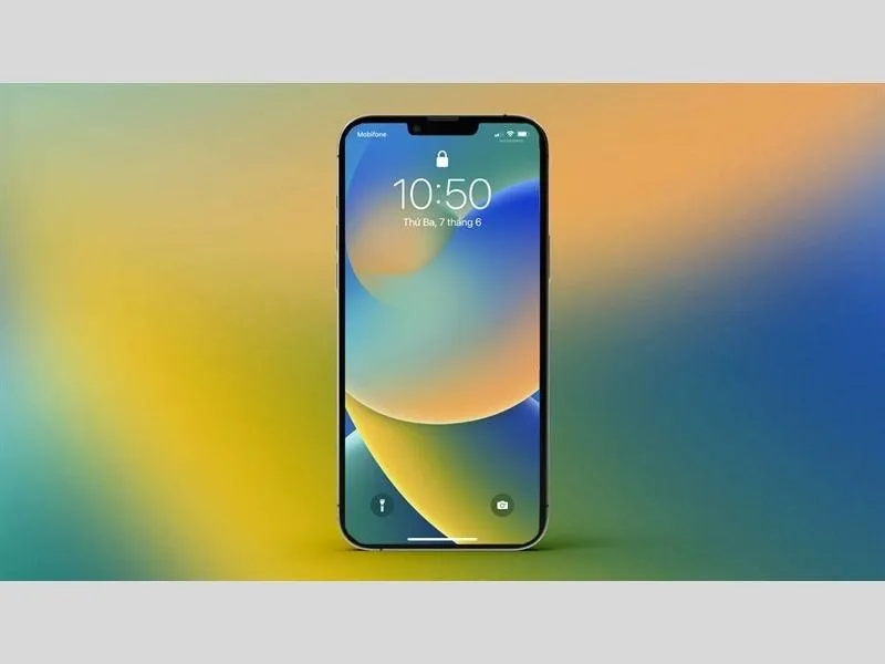Hình nền iOS 16 cho iPhone mặc định chỉ gồm các màu xanh lam, xanh lục và màu vàng