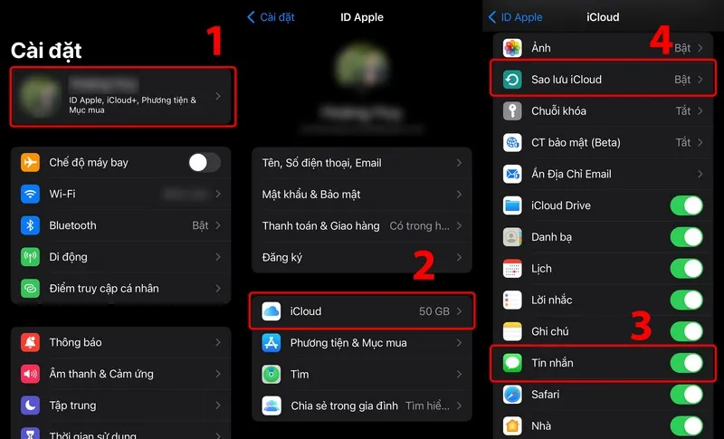 Hướng dẫn chuyển tin nhắn từ iPhone sang iPhone trong iCloud