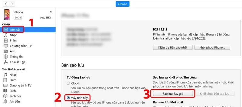 Tiến hành sao lưu, đồng bộ tin nhắn của bạn lên máy tính