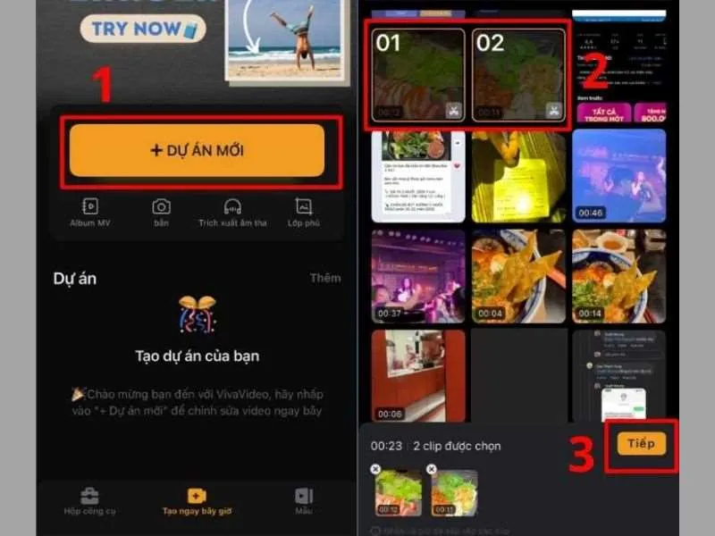 cach ghep video tren iphone qua viva video