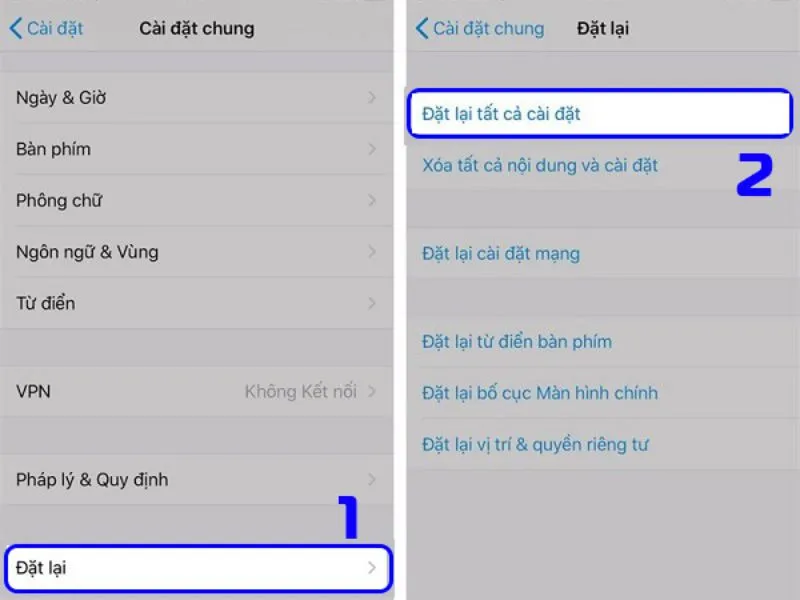 Khôi phục cài đặt gốc sửa iPhone bị lỗi camera và đèn flash