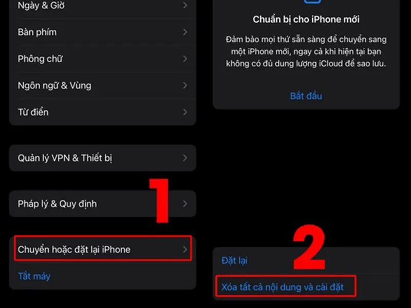 Khôi phục cài đặt gốc để kiểm tra iPhone bị khóa iCloud hay không