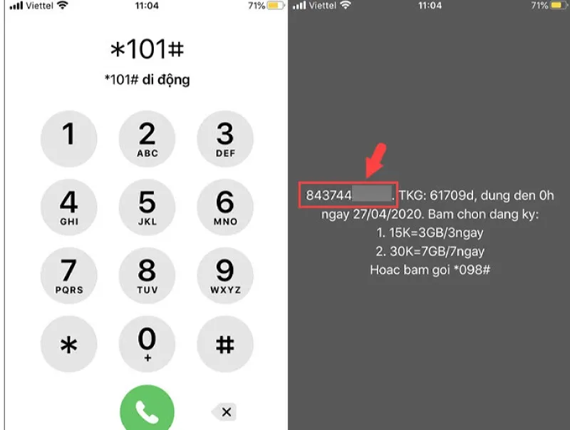 Dùng mạng Viettel kiểm tra số điện thoại trên iPhone