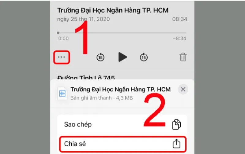 Chọn file ghi âm cần chuyển