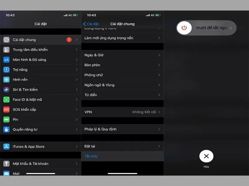 Khởi động lại điện thoại để khắc phục lỗi iPhone không báo tin nhắn