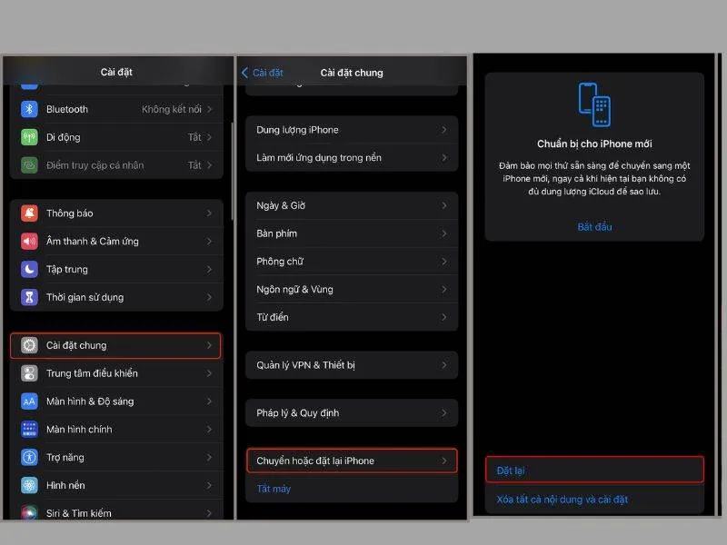 Đặt lại iPhone xử lý tạm thời lỗi màn hình iPhone bị nhòe màu