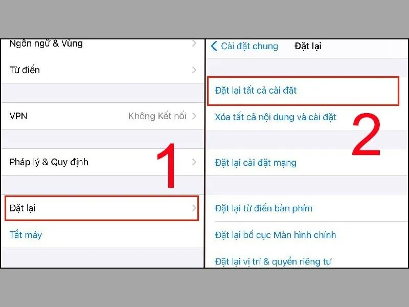 Đặt lại cài đặt gốc cho iPhone để khắc phục lỗi thoát ứng dụng trên iphone