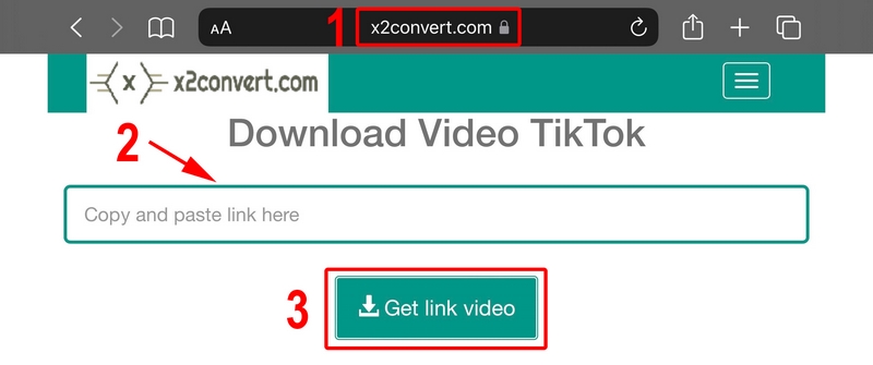 Get link video tiktok bang cong cu x2convert.com truc tuyen