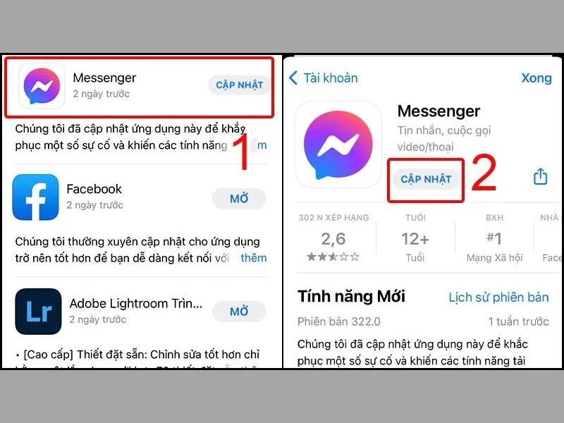 cập nhật ứng dụng lên phiên bản mới nhất