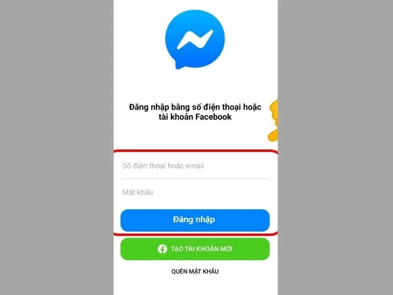 tải thành công và đăng nhập lại tài khoản trên messenger