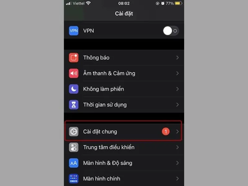cập nhật iOs để khắc phục messenger bị lỗi không vào được trên iPhone