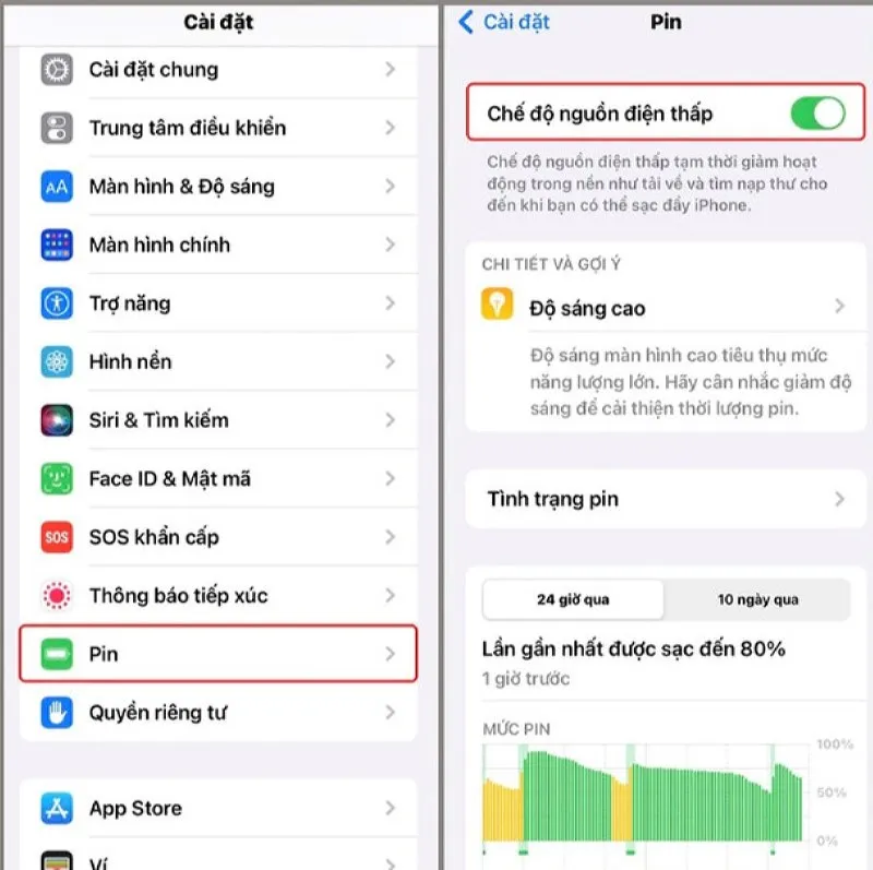 Sử dụng chế độ nguồn điện thấp để bảo vệ pin