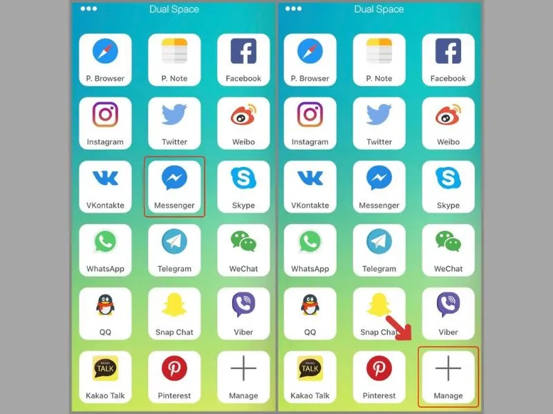 Sử dụng ứng dụng có sẵn trong Dual Space