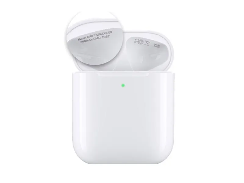Phân biệt tai nghe airpods 1 và 2 bằng model sản phẩm