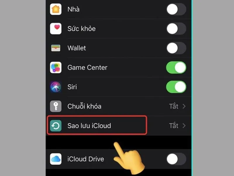 Sao lưu dữ liệu hiện có trên iPhone thông qua iCloud