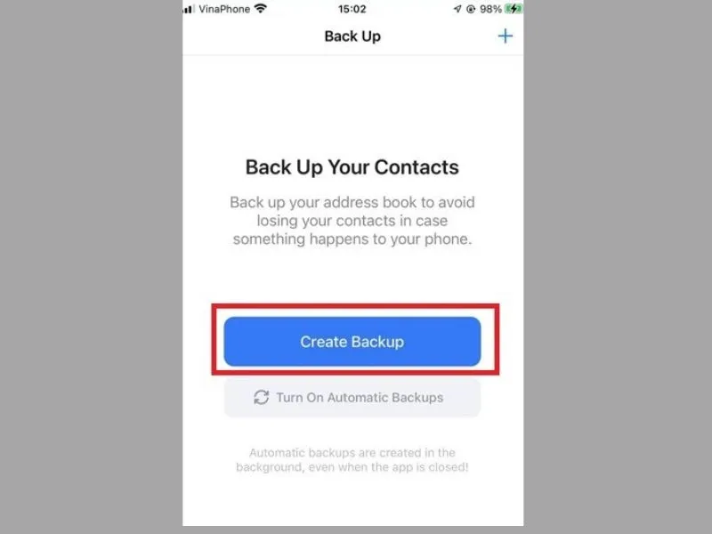 Tạo nên một tệp để Sao lưu danh bạ iPhone