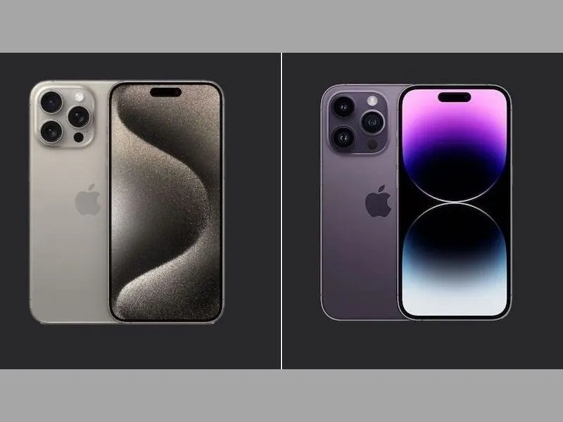 so sang iphone 15 pro max và 14 pro max thiet ke