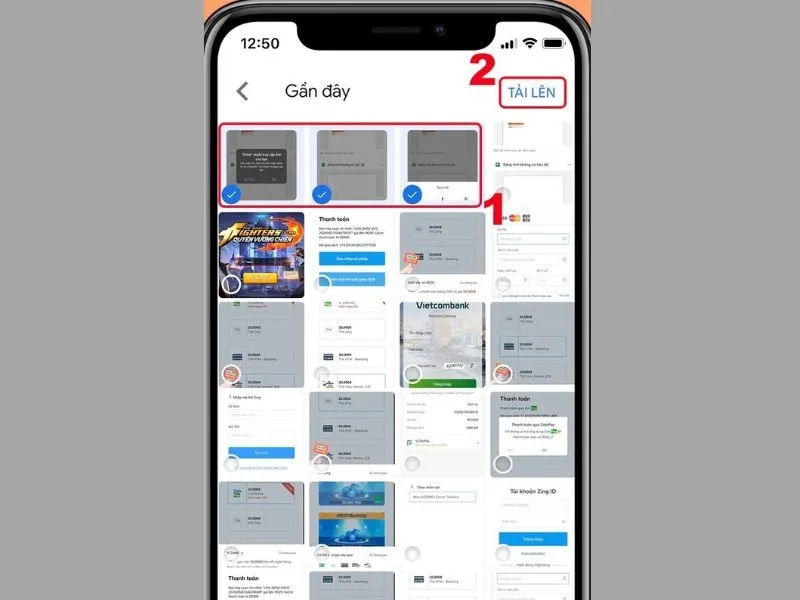 Tiến hành tải ảnh từ điện thoại lên tài khoản Google Drive