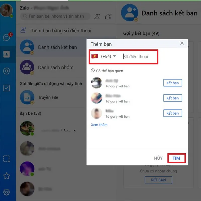 Thêm bạn trên Zalo bằng số điện thoại