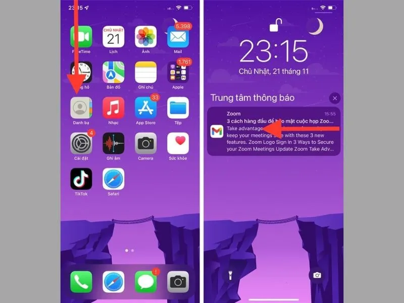 Chọn vào thông báo của ứng dụng mà bạn muốn tắt