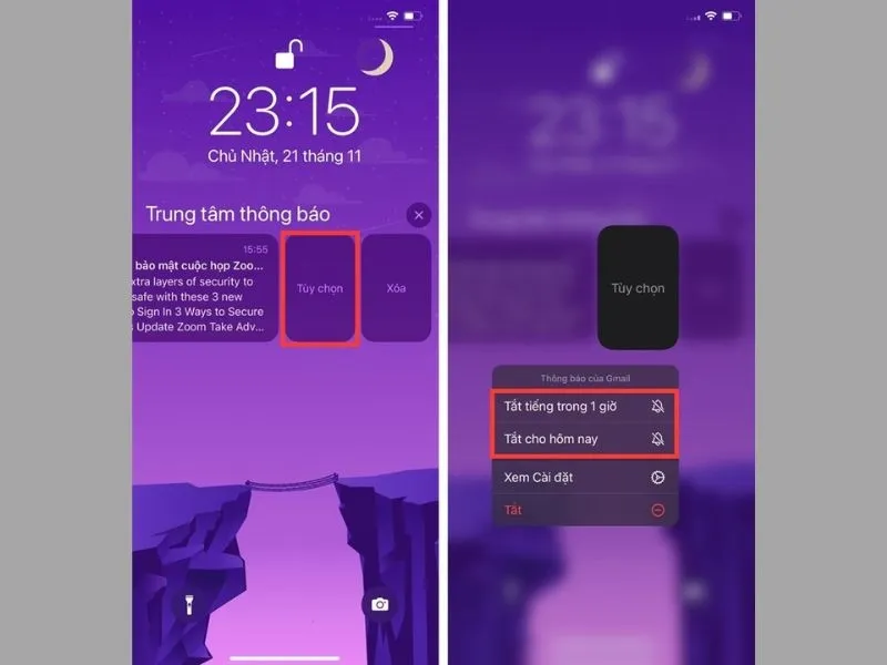 Tắt thông báo ứng dụng trên iPhone trong giây lát