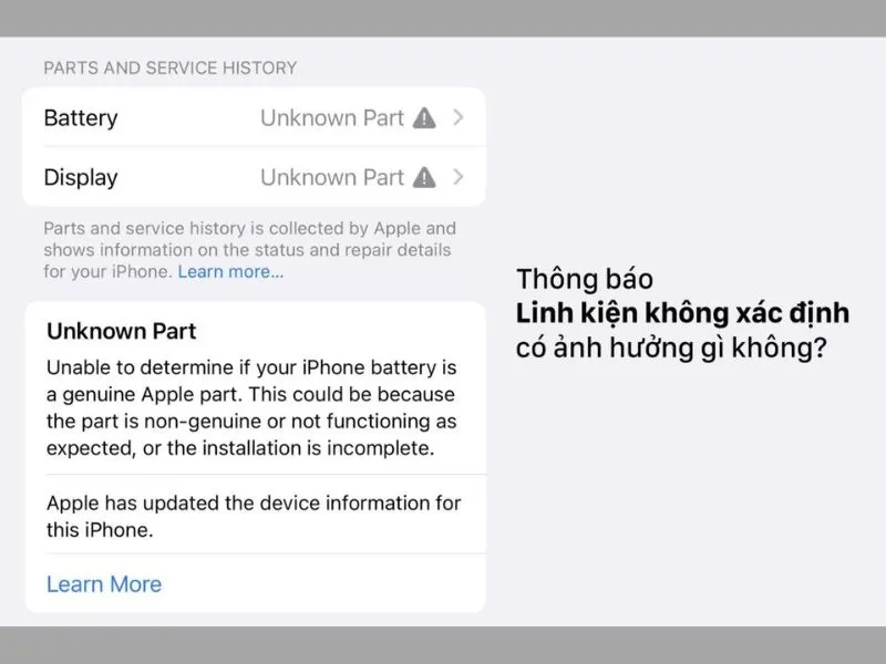 Những ảnh hưởng khi thay thế linh kiện không chính hãng cho iPhone