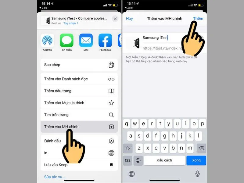 Thêm biểu tượng của ứng dụng vào màn hình chính của điện thoại
