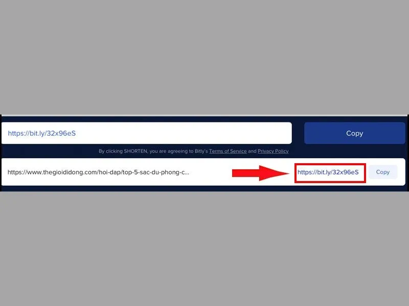Sử dụng trang web rút gọn link miễn phí trên điện thoại Bitly