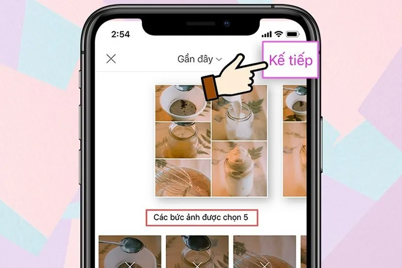 Tiếp tục cách ghép ảnh trên iphone miễn phí
