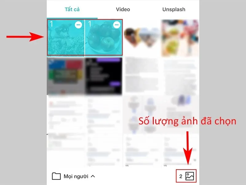 Chọn ảnh muốn ghép từ thư viện ảnh