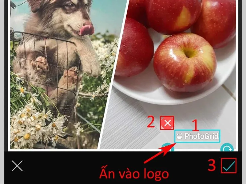 Bấm vào dấu tích khi đã hoàn thành 