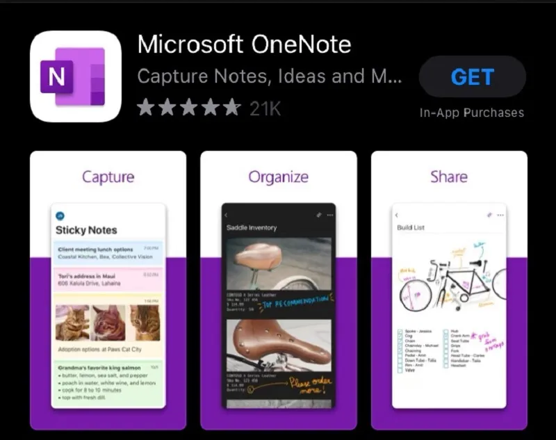 Ứng dựng Microsoft Onenote dành cho iPhone