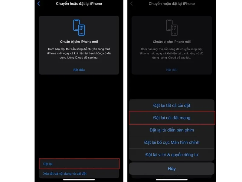 Đặt lại mạng wifi trên iPhone