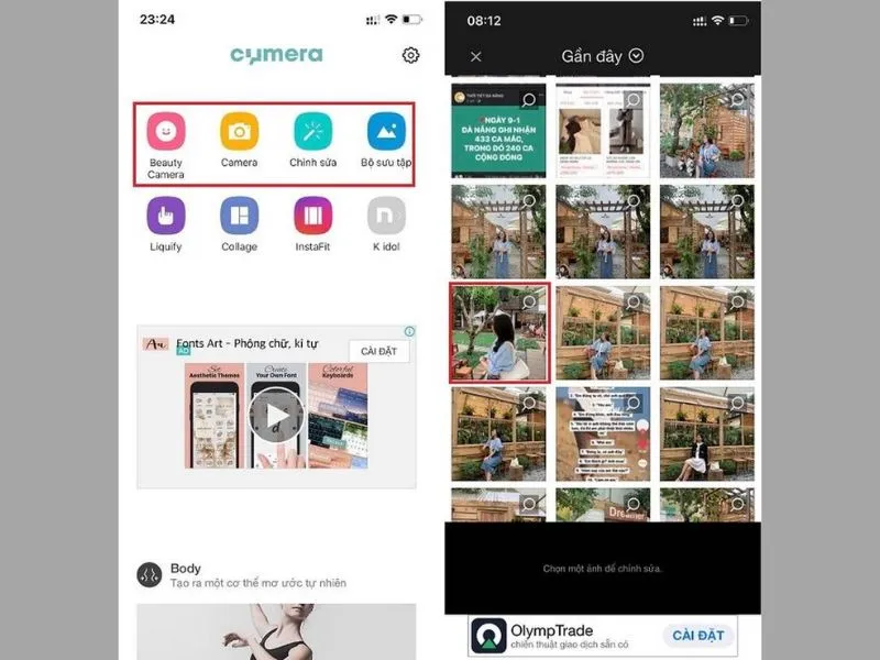 Sử dụng Cymera để có những bức ảnh selfie ưng ý
