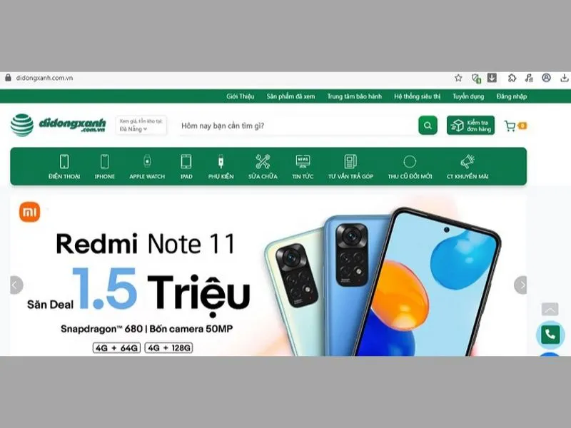 Website chính thức của Di Động Xanh
