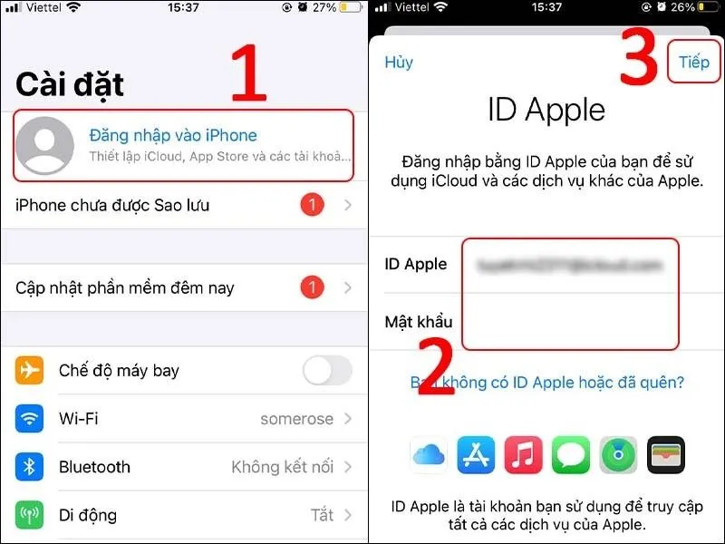 Đăng nhập lại vào iPhone
