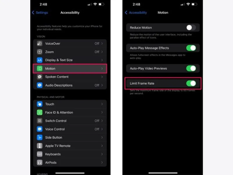 cách cài đặt 120hz trên iphone 13