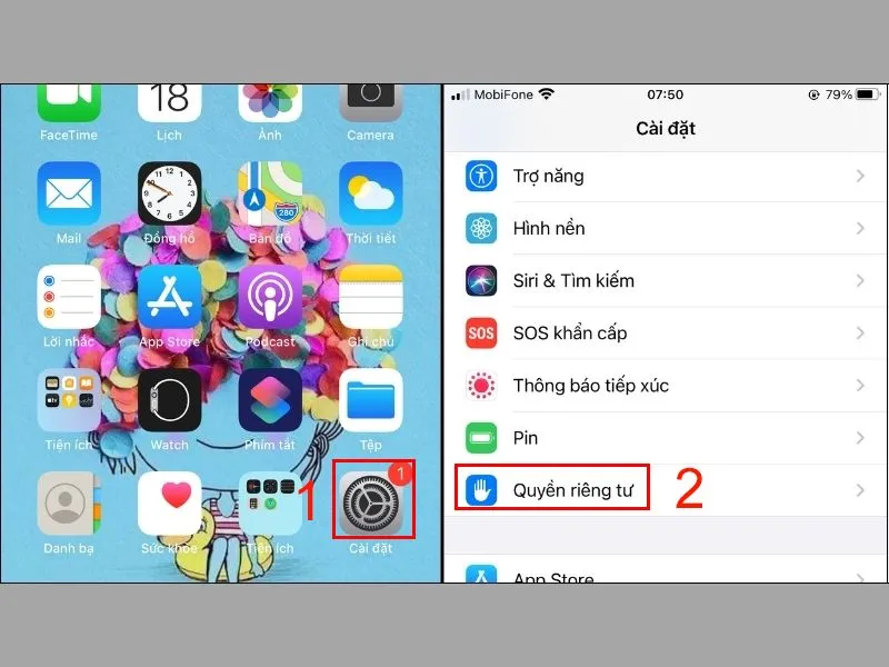 Cách bật định vị iPhone trong cài đặt
