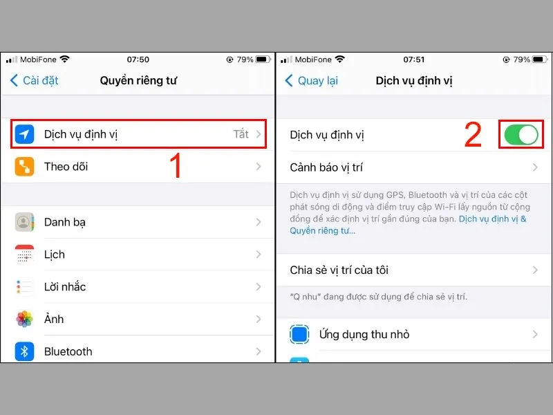 Gạt nút Dịch vụ