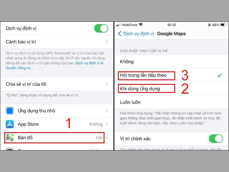 Lựa chọn cho ứng dụng cần dùng