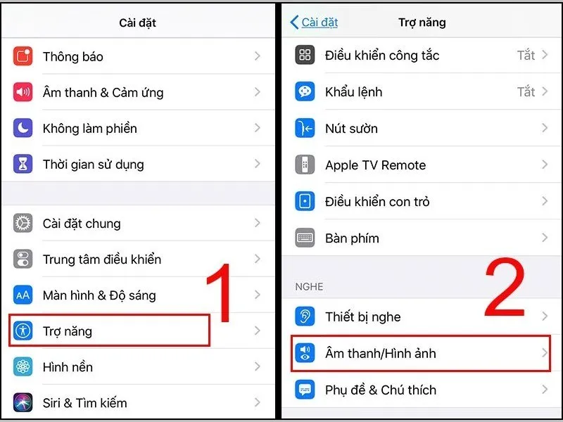 Sử dụng ứng dụng Cài đặt, chọn Âm thanh/ Hình ảnh