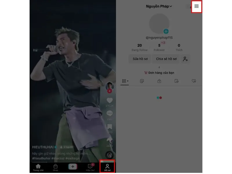 Bật ứng dụng Tiktok và làm theo hướng dẫn như hình