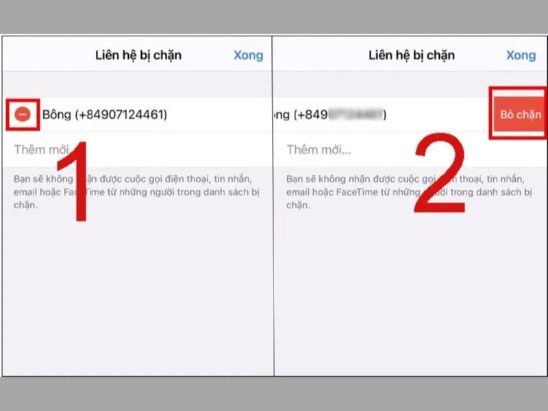 Bước cuối hoàn tất Cách bỏ chặn cuộc gọi trên iPhone